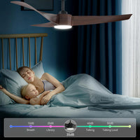 Garvee 52" Ceiling Fan with Light, Remote Control, 6-Speed, Quiet DC Motor, Dimmable 3CCT for Bedroom & Patio (Walnut)