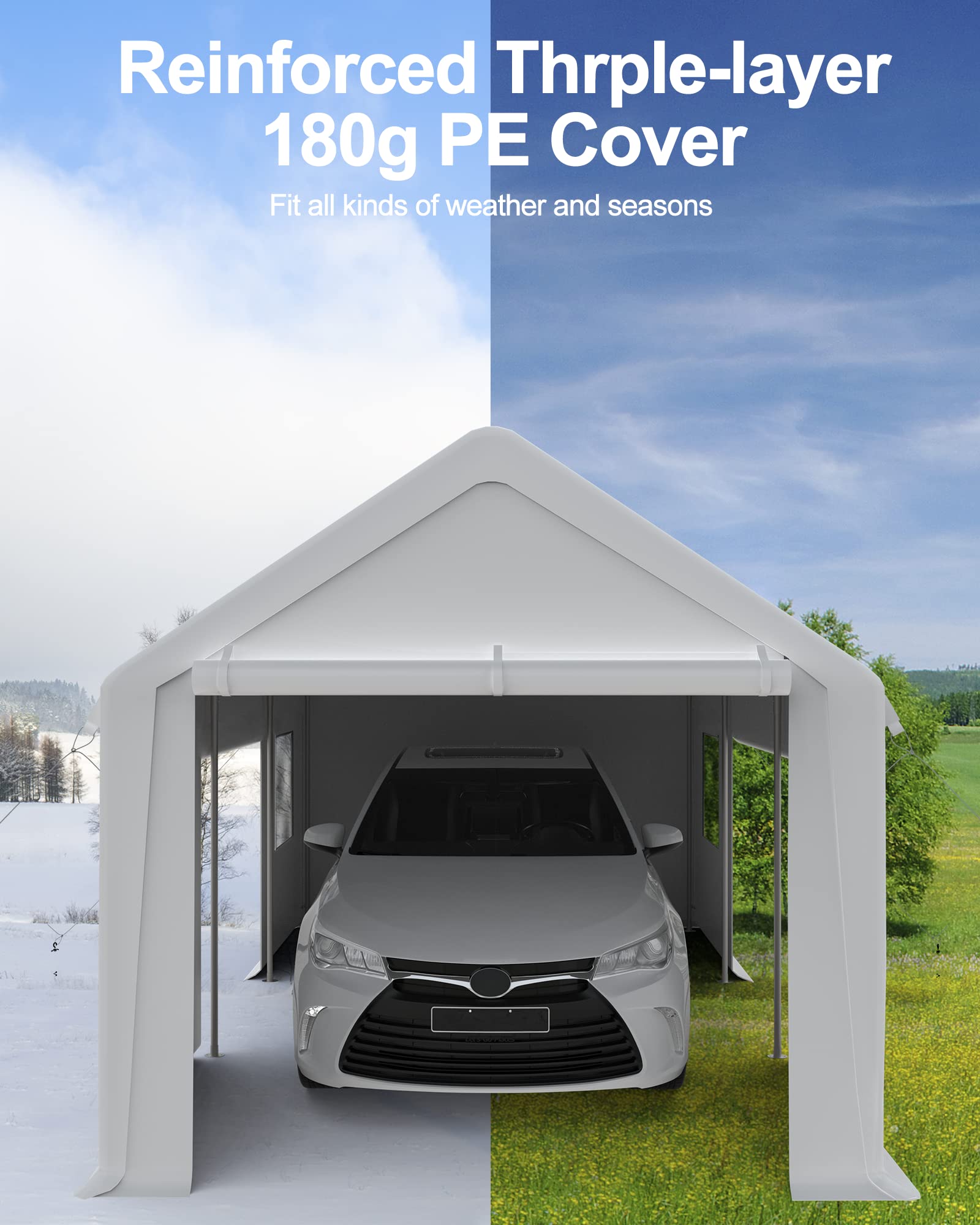 Carport 10x20ft Portable Garage Heavy Duty Car Port Canopy - GARVEE