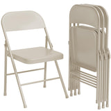 Garvee Folding Chairs Set of 4, Foldable Chairs with Metal Frame Hold Up to 350 Pounds, Portable Black Folding Chairs Suitable for Dining Room, Living Room, Office, Camping - Beige - Beige