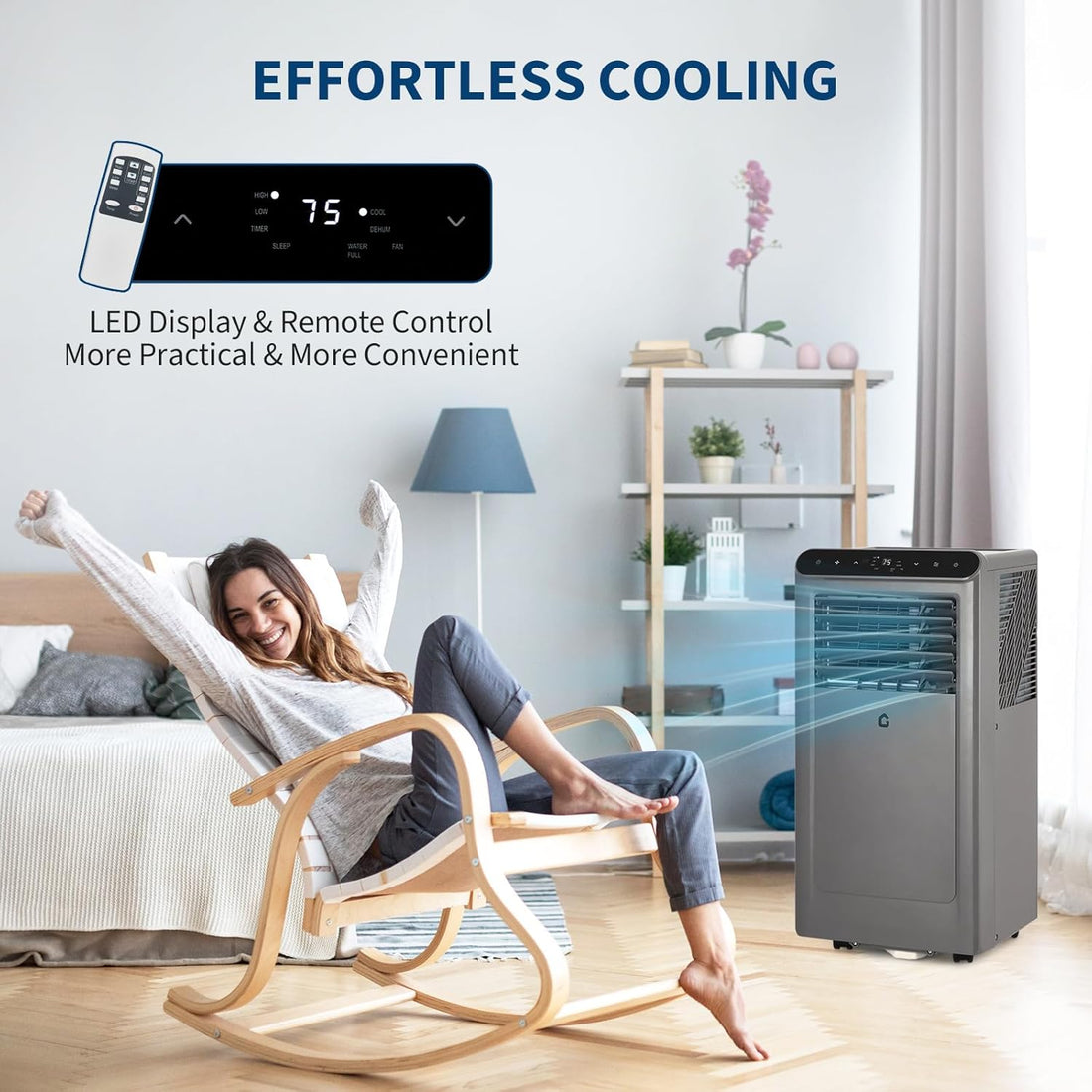 Garvee 10,000 BTU Portable Air Conditioner with Dehumidifier, Cooling, Fan 3-In-1, Drainage-Free Cooling, Cools Up to 450 Sq. Ft. with Remote Control, Gray