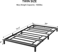 Garvee 8 Inch Twin Bed Frame No Box Spring Needed, Heavy Duty Metal Platform Bed Frame Twin Size for Bedroom Easy Assembly, Noise Free, Black, Twin
