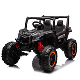 Garvee Ride - P Series: 24V 2-Seater Ride-On UTV: 4WD, Remote Control, Metal Frame, EVA Wheels, LED Lights, Spring Suspension, for Ages 3+ - Black - Black