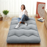 Garvee Foldable Japanese Floor Mattress - Full Size Futon Mattress Roll Up, Tatami Mat, Camping Mattress, and Couch Mattress Pad - Light Grey