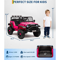 Garvee 12V Kids Electric Ride On Car with Remote Control, Bluetooth Music Player, LED Lights, EVA Material, Dual Drive, Safety Features, Outdoor Play