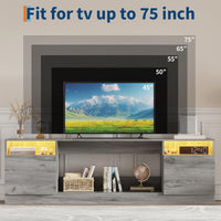 Garvee Modern TV Stand for TV Up to 75" TV, 70" Grey Television Console Table Cabinets with Storage,Wooden Entertainment Center for Living Room, Fits Into 36'' Electric Fireplace(Not Included Fireplace)