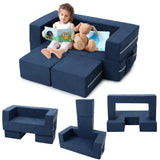 Garvee Kids Play Couch, 3Pcs Modular Kids Couch Toddler Couch for Playroom Bedroom Furniture, Convertible Foam Kids Play Sofa with Removable Cover, Navy Blue - Navy Blue