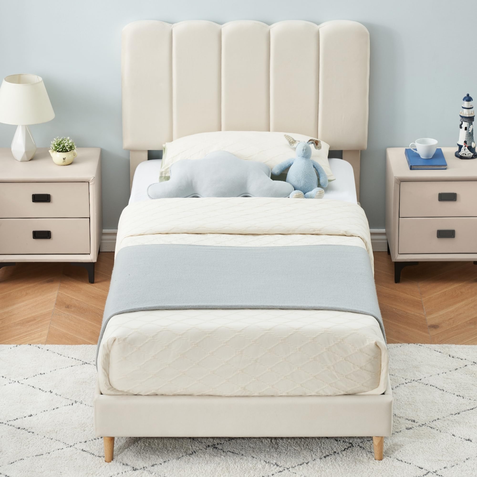 GARVEE Twin Size Upholstered Bed Frame - Perfect for Girls' Bedrooms