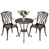 Garvee 3-Piece Patio Bistro Set with Umbrella Hole - Cast Aluminum Table & Chairs, Bronze Bistro Set for Backyard, Garden, Balcony, Patio - Bronze