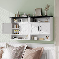 Garvee Bathroom Wall Cabinet with Barn Doors and Open Storage, White