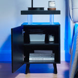 Garvee Modern Nightstand with LED Lights, 2 Drawers, Acrylic Bedside Table for Bedroom and Living Room, Black, One Size