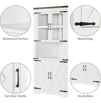 Garvee Farmhouse Corner Cabinet, Tall Corner Storage Cabinet with Barn Door & Adjustable Shelves, Bathroom Cabinet with Storage for Living Room, Kitchen, Bathroom, White