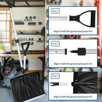 Garvee 17.7"W X 12.6"H Ergonomic Dual D-Ring Snow Shovel – 18" Wide Blade with Aluminum Edge – Lightweight Snow Removal Tool for Driveway, Walkway, Car, Yard – Black Shovel with Silver Rod