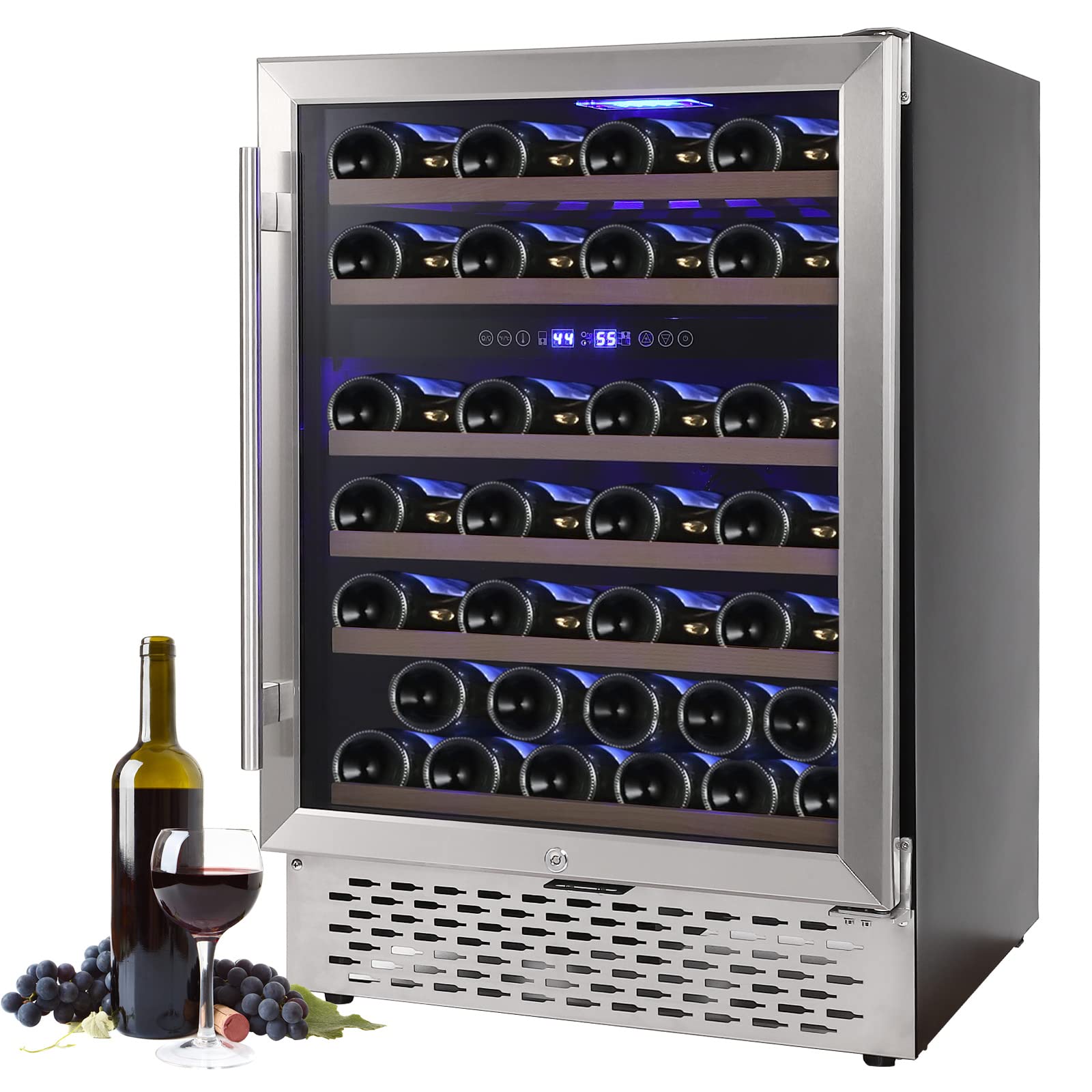 51 Bottles Wine Cooler, Dual Zone Compressor, Fits Freestanding - GARVEE