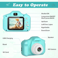 Garvee Kids Digital Video Camera 8MP HD Rechargeable Shockproof Soft Silicon Cover Green Toddler Camcorder for Creative Play