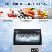Garvee Ice Maker, 155 Lbs/24H, 33 Lbs Storage, Stainless Steel, LED Display, Undercounter, Freestanding for Bars, Cafes, Businesses