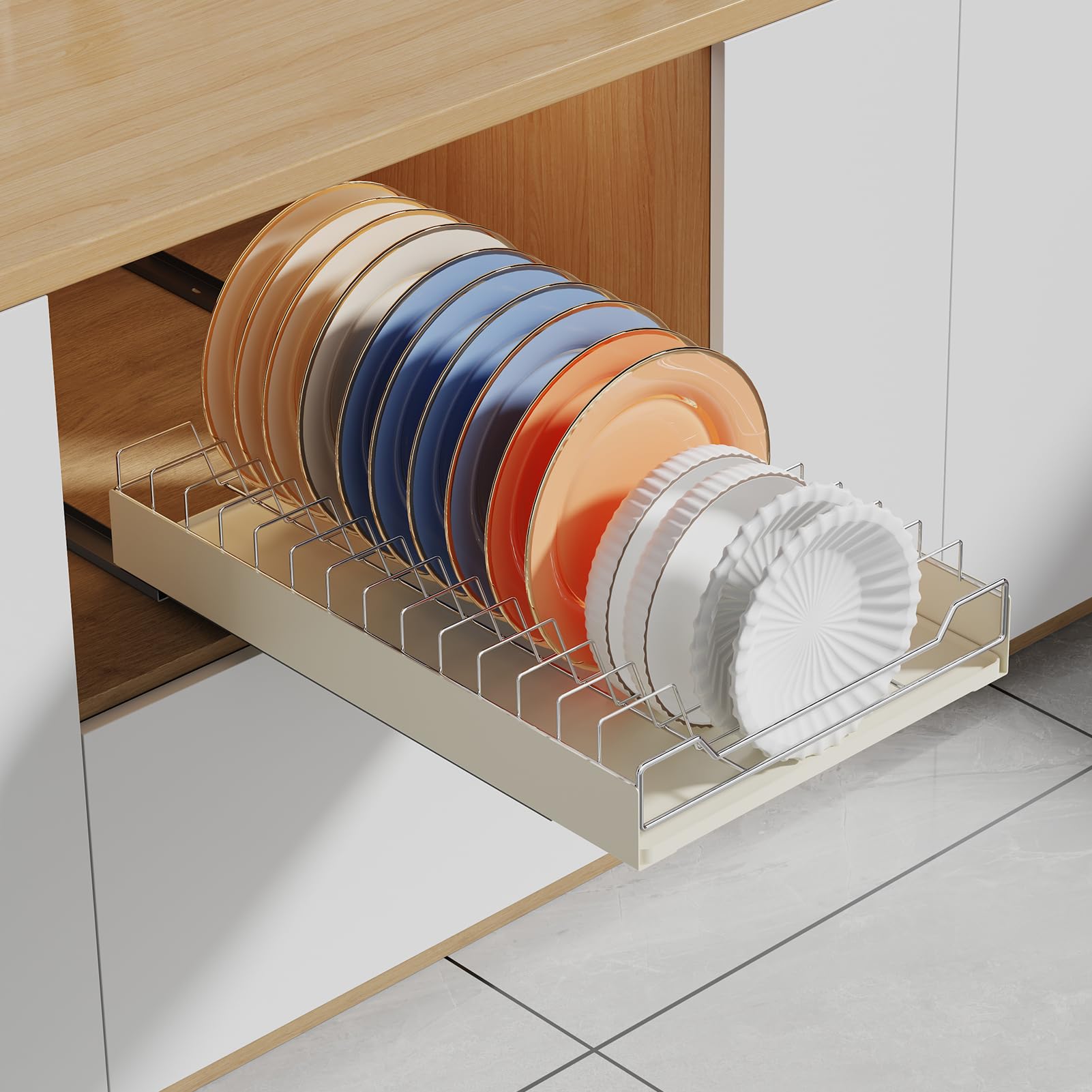 GARVEE Pull Out Dish Rack - Multi-Functional Kitchen Organizer