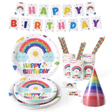 Garvee 151Pcs Birthday Disposable Dinnerware Set, Rainbow Decorations Paper Plates, Birthday Party Supplies Includes Plates, Cups, Napkins, Halloween Tableware, Serve 25 - style-3