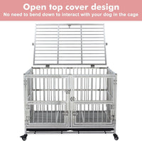 48 inch Indestructible Stainless Steel Dog Crate with Wheels