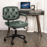 Garvee Office Desk Chair, Living Room Chair with Armrest, Height Adjustable, 360°Rolling Swivel, Mid Support Back, Green - Dark Green
