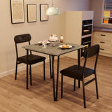 Garvee Kitchen Table Set for 2 + Small Dining Table + Upholstered Seat + MDF Table Top + Metal Frames + Vintage Grain Texture + Home Office - Vintage