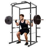 Garvee Power Cage Squat Rack for Home Gym with Pull-Up Bar, Dip Bars, Adjustable Safety Bars, 1100 LB Capacity, Black - Black