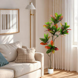 Garvee Artificial Fiddle Leaf Fig Tree with Pot, Flexible PEVA Leaves, Stable Cement Pot, Indoor Decor, Green, Tall