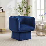 Garvee Swivel Barrel Accent Chair, Mid Century 360° Comfy Round Accent Sofa for Bedroom, Modern Accent Armchair Reading Chair for Living Room Waiting Room,Office Accent Chair with Arms, Blue - Blue
