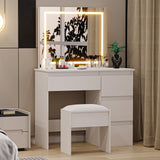 Garvee Makeup Vanity Desk with LED Mirror - Makeup Table with +Adjustable Brightness, 3 Light Modes, 4 Drawers, Charging Board, Large Desktop, White