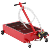 Garvee Low Profile 110V Oil Drain Pan Cart With 180W Electric Pump, 20-Gallon Metal Pan, Folding Handle, For Cars SUVs Trucks Buses RVs, Black - Red