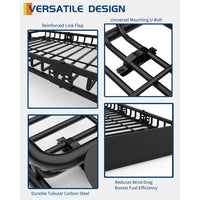 Garvee 64" x 50" x 6" Universal Roof Rack Basket, Heavy Duty Steel Cargo Carrier for SUVs, Trucks, Vehicles, Black