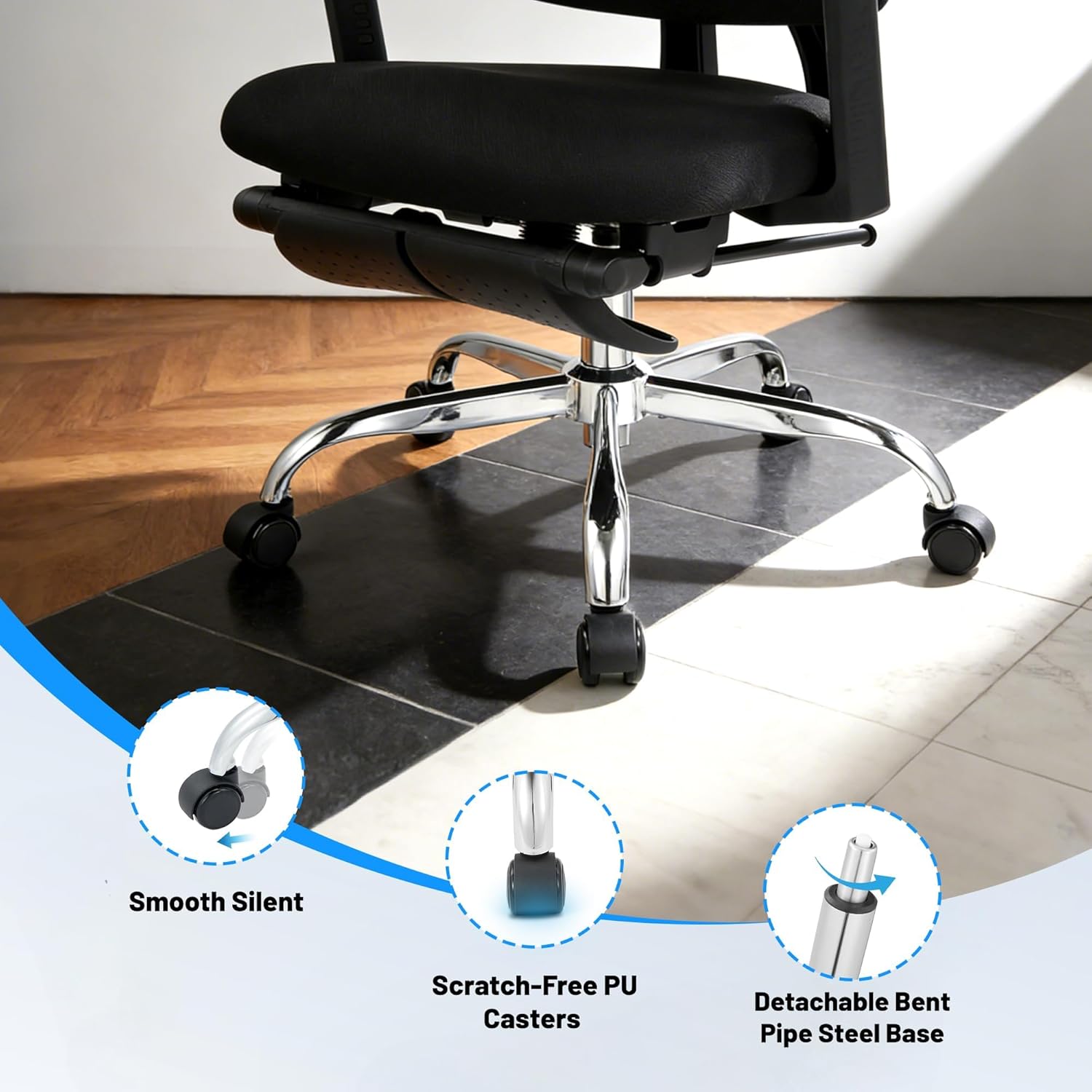 Garvee Ergonomic Mesh Office Chair, 4D Flip-Up Arms, Adjustable Lumbar High Back Desk Chair 400lbs, 3-Level Tilt Backrest, 3D Headrest, Swivel Rolling Computer Seating for Long Desk Work