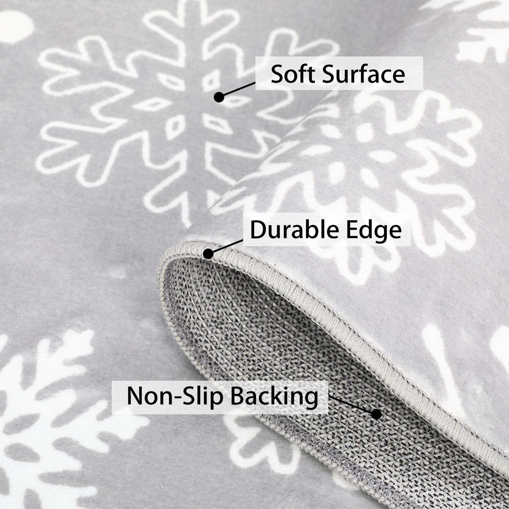 GARVEE Washable Christmas Rug - Festive Snowflake Design for