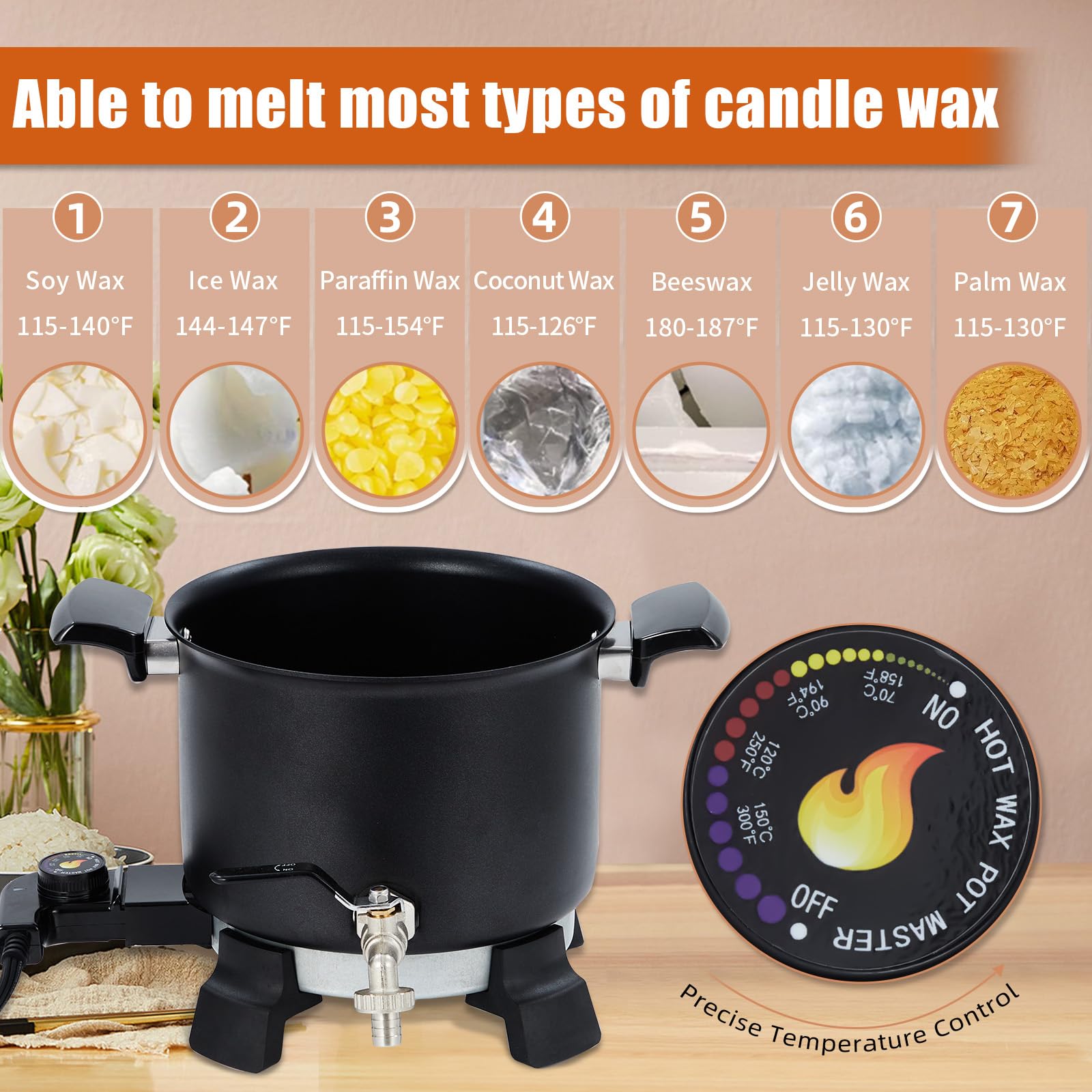 5 Qt Electric Wax Melter with Temp Control for Candle Making - GARVEE