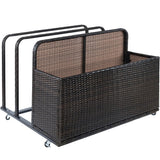 Garvee Poolside Float Storage, Outdoor Storage, Patio Poolside Float Storage Basket, Storage Box, PE Rattan Outdoor Pool Caddy with Rolling Wheels for Floaties, Patio, Pool, Movable - Brown