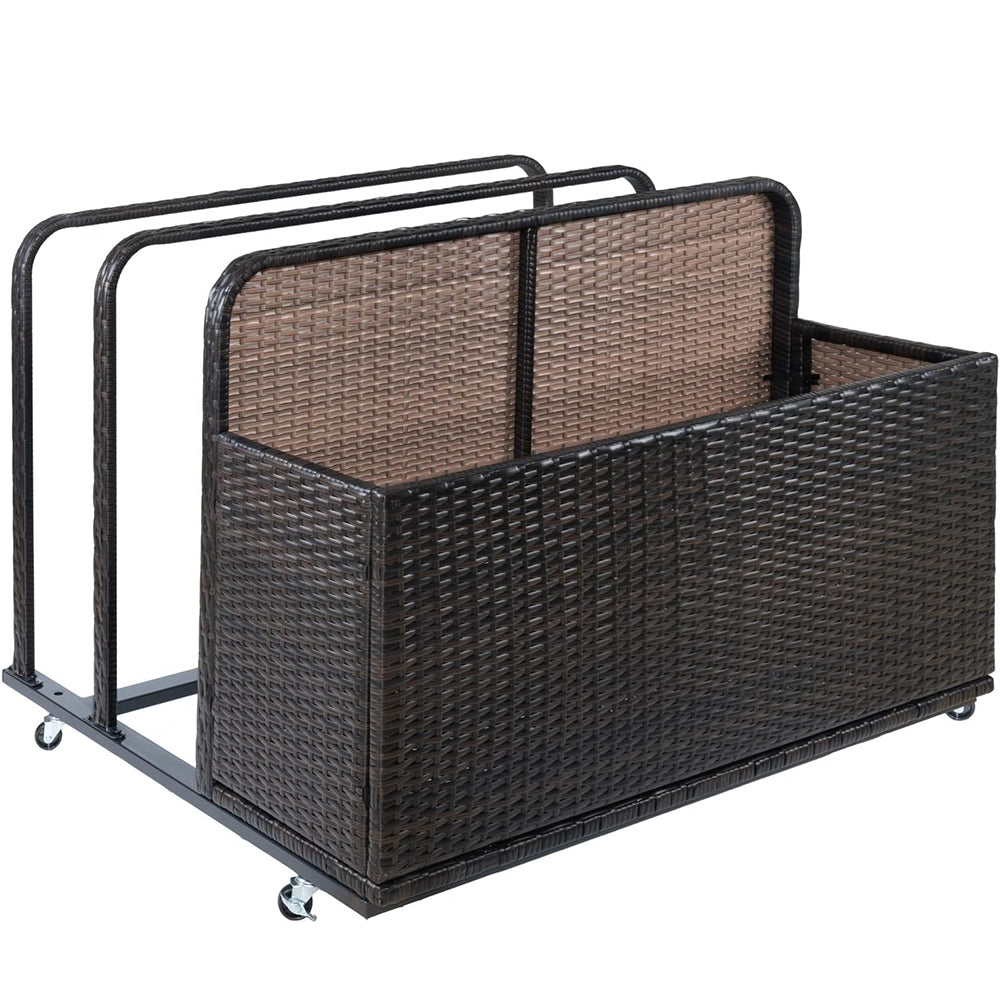 Garvee Poolside Float Storage, Outdoor Storage, Patio Poolside Float Storage Basket, Storage Box, PE Rattan Outdoor Pool Caddy with Rolling Wheels for Floaties, Patio, Pool, Movable