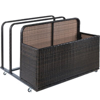 Garvee Poolside Float Storage, Outdoor Storage, Patio Poolside Float Storage Basket, Storage Box, PE Rattan Outdoor Pool Caddy with Rolling Wheels for Floaties, Patio, Pool, Movable