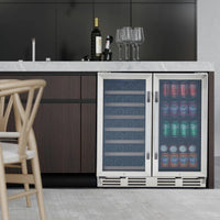 30” Dual Zone Wine Cooler, 33 Bottles & 96 Cans, Stainless Steel