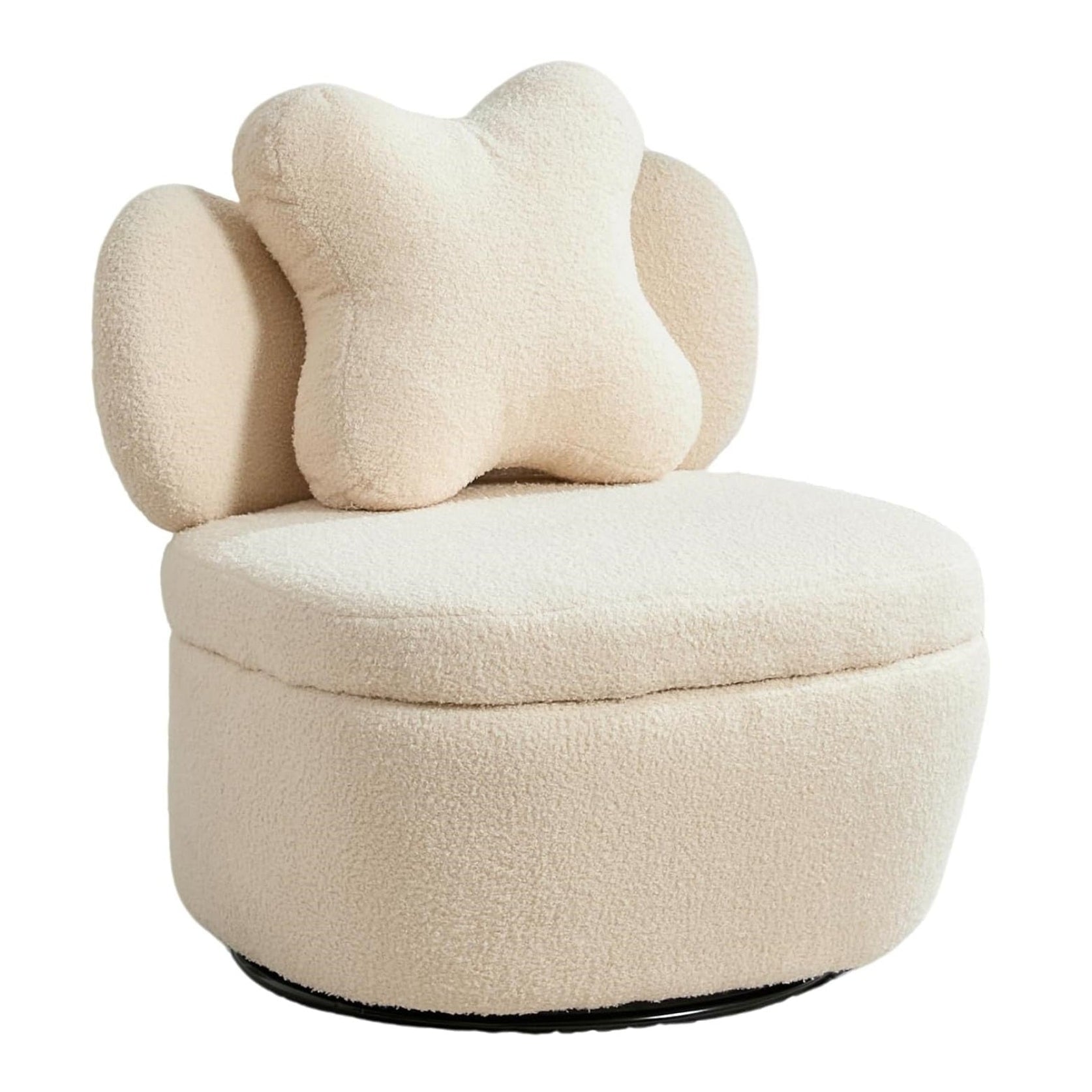 Garvee 360° Swivel Armchair with Storage, Teddy Velvet Accent Chair with Pillow, Ergonomic Design, 300 Lbs Capacity, Easy Assembly, Modern Lounge Chair for Living Room, Bedroom & Office, Camel