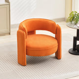 Garvee Orange Mid Century Modern Accent Chair with Velvet Fabric,Barrel Armchair for Living Room,Comfy Upholstered Accent Sofa Chair with Armrest,Orange Boucle Chair for Bedroom Apartment Office Study - Orange