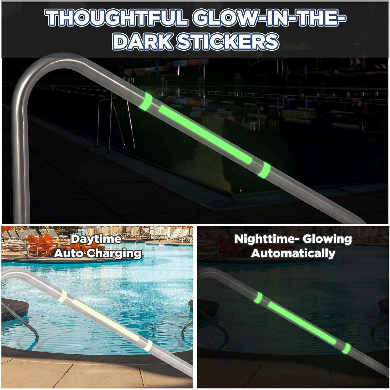 Garvee Pool Handrail 54x36 Pool Rail 304 Stainless Steel Silver Rustproof Pool Stair Rail with Blue Grip Cover Humanized Swimming Pool Railing, Quick Mount Accessories for Pools and Spas