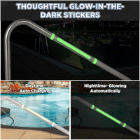 Garvee Pool Handrail 54x36 Pool Rail 304 Stainless Steel Silver Rustproof Pool Stair Rail with Blue Grip Cover Humanized Swimming Pool Railing, Quick Mount Accessories for Pools and Spas