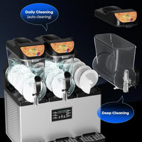 Garvee Commercial Slushy Machine 15Lx3 1200W Stainless Steel Self-Cleaning Large Capacity for Home Party Restaurants Cafe Bars