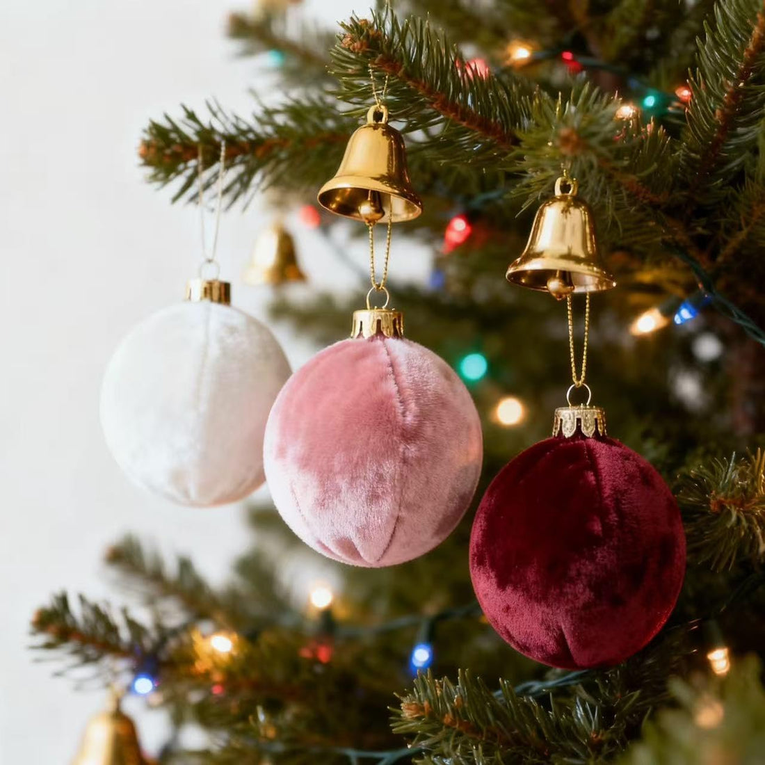 Garvee 3.15 Inch Christmas Ornaments 12-Pack Premium Fabric Velvet Shatterproof Elegant Holiday Tree Decor Festive Home Styling