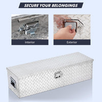 Garvee Aluminum Diamond Plate Tool Box 13x13x39 Inch, Heavy Duty Truck Toolbox with Sliding Shelf, Waterproof Truck Storage Organizer Chest for Pick Up Truck RV Trailer with Lock & Keys, Silver