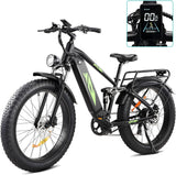 Garvee Electric Bike for Adults, [Peak 1500W Motor] Electric Mountain Bike, 26" Fat Tire Ebike, Max 60 Miles 28MPH Electric Bicycle with 48V/17.5Ah Battery, LCD Display, 7 Speed, Front Suspension (Gray) - Gray