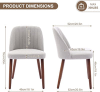 Garvee Set of 4 Mid-Century Modern Fabric Upholstered Dining Chairs with Padded and Solid Wood Legs, Grey