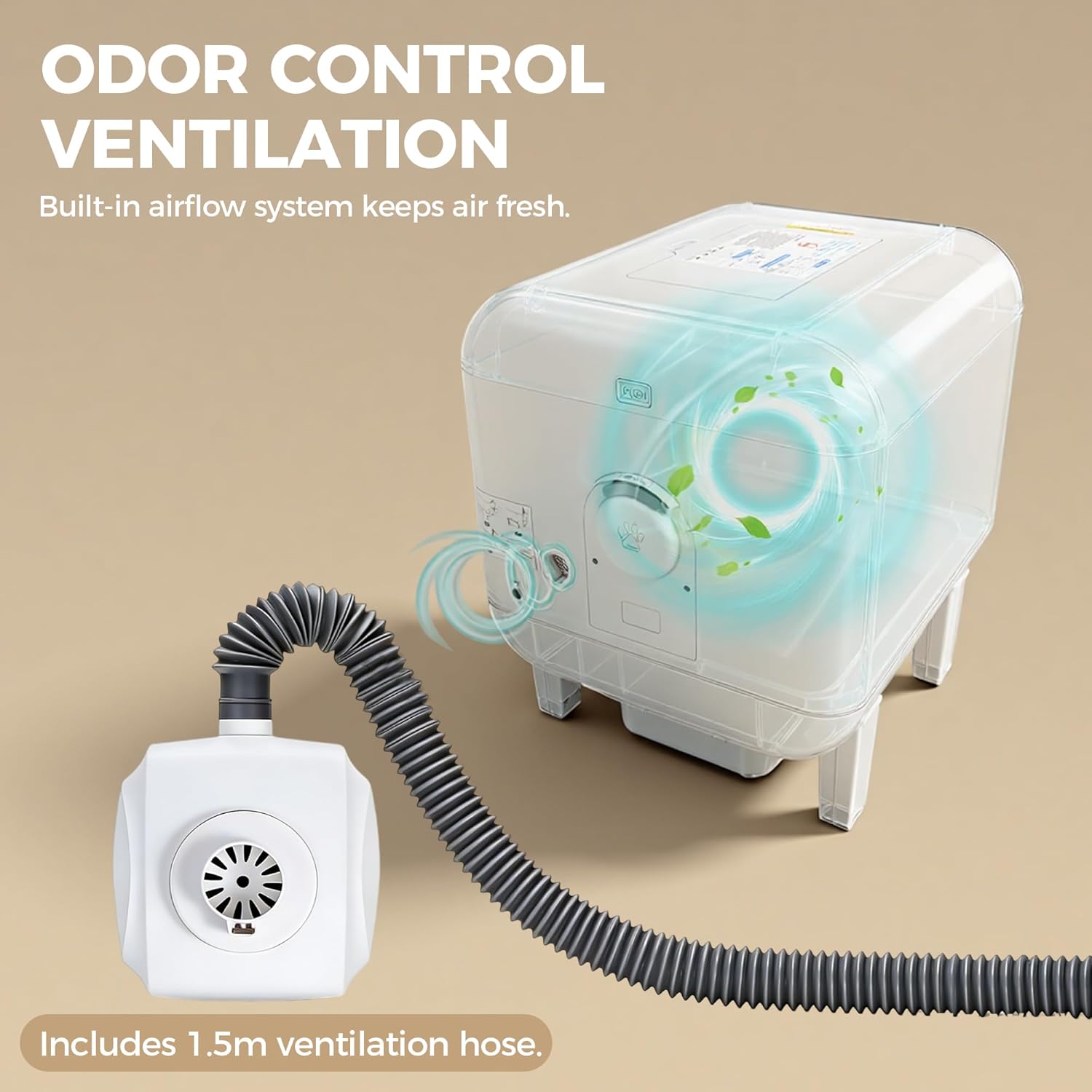 Garvee Automatic Cat Litter Box, 68L Self Cleaning Litter Box with APP Control, Dual Safety Protection and Odor Removal for Multiple Cats, White