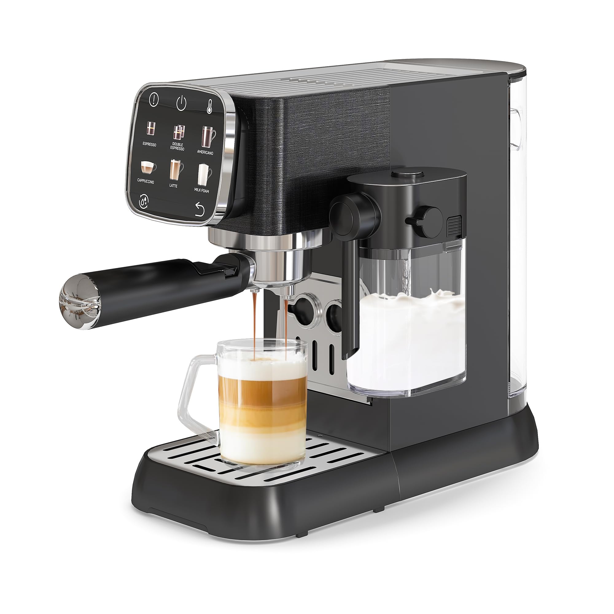 Garvee 20Bar Fully Automatic Espresso Machine with Auto Milk Frother, Touchscreen Control, Stainless Steel, Professional Coffee Maker