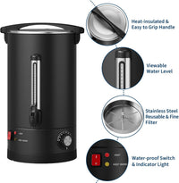 Garvee High Volume Stainless Steel Commercial Coffee Urn – 18L Double Wall Electric Hot Beverage Dispenser, Fast Heating & Easy Clean – For Catering, Buffet, Wedding, Party, Office – Specification: 18L