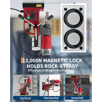 Garvee Magnetic Drill Press - 1.57" Boring Diameter, 820 RPM, 2922 lbf/13000N, 1450W Portable Drill Kit with 10-Speed Adjustment, Double Dovetail, and Adapter for Home and Industrial Use